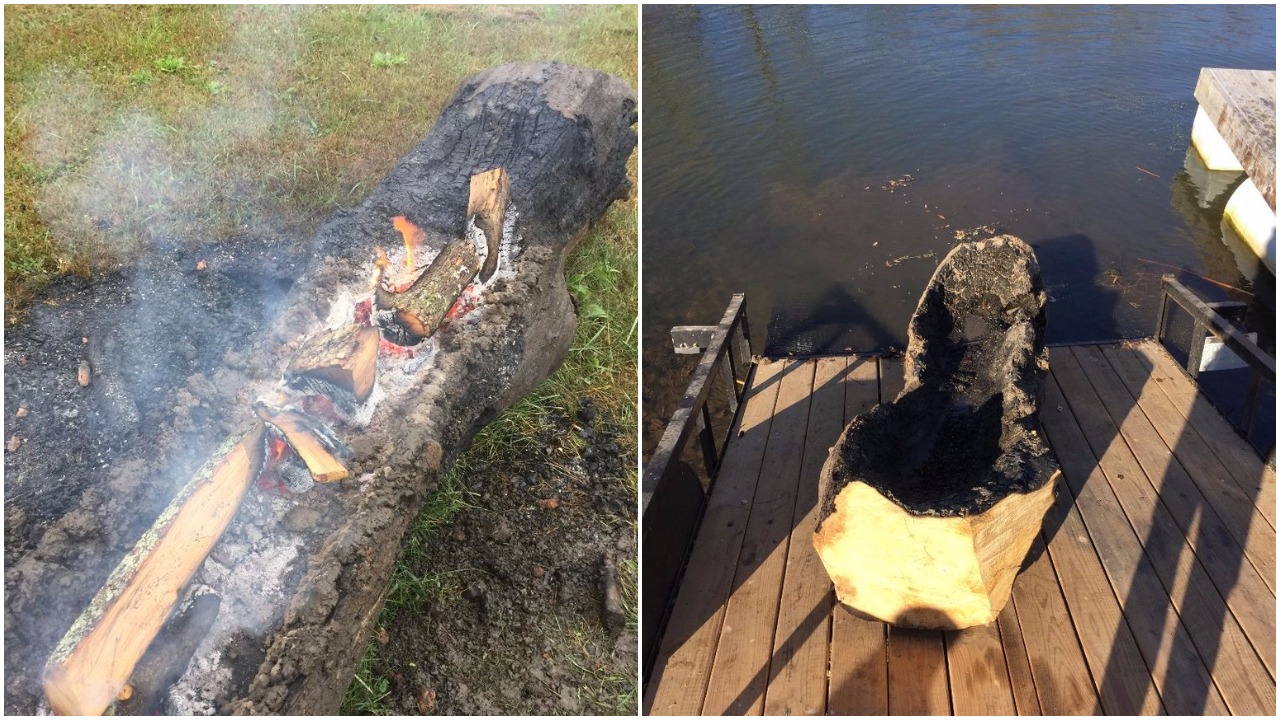 FAIL: Making a dugout canoe with fire - it didn't work