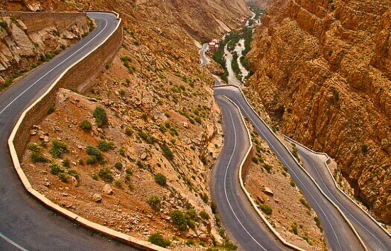 View of the road winding through Dadès Gorges